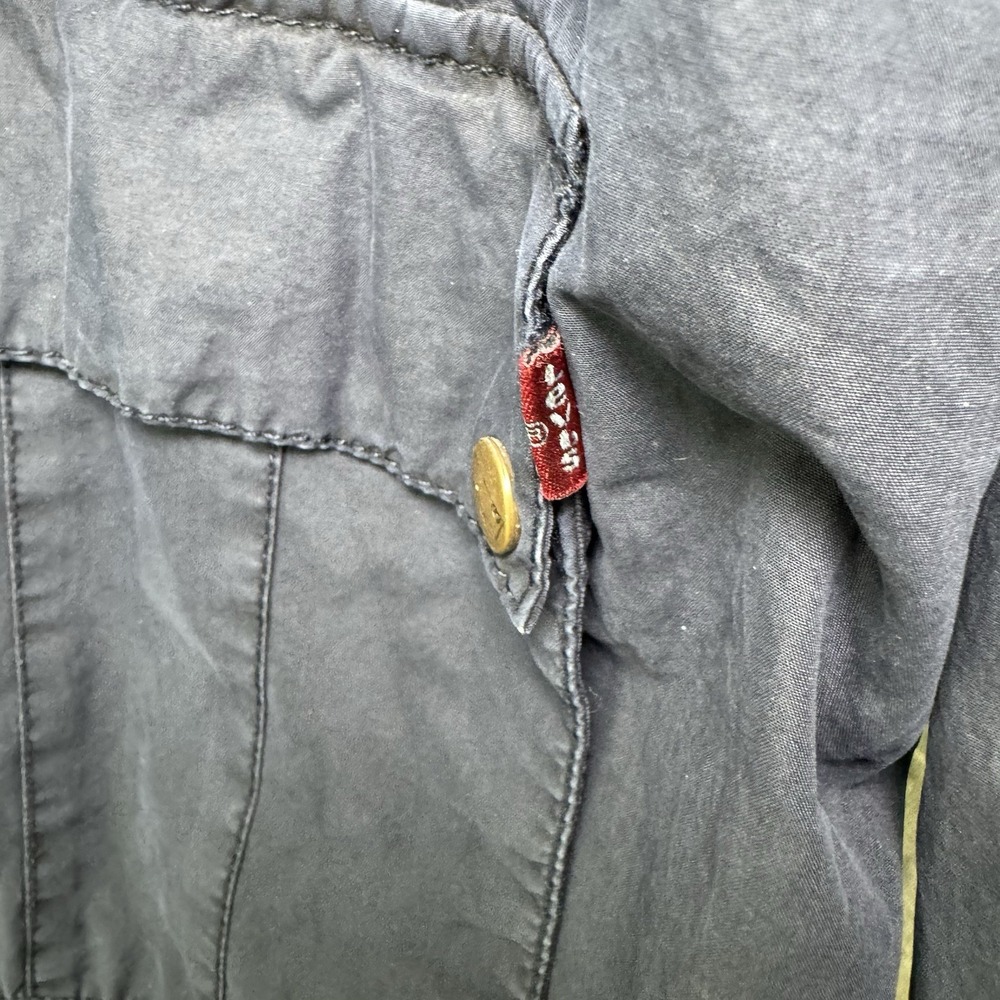 Levis Utility Jacket Woman Large Navy Hooded Zip Button Hiking Removable Hood - Picture 4 of 16
